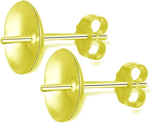 Vista 6 de Adabele SS321-3 - 10 piezas de pendientes de plata esterlina chapada en oro amarillo real, 0.035 in, pin de 0.118 in (0.12 pulgadas), pegamento