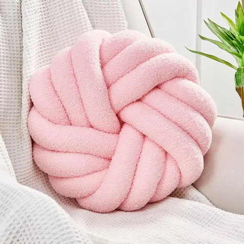 Vista 13 de Uvvyui - Almohadas de nudo, cojines decorativos de 14 pulgadas, almohadas redondas, cojín para sofá, almohada de bola anudada suave hecha a mano