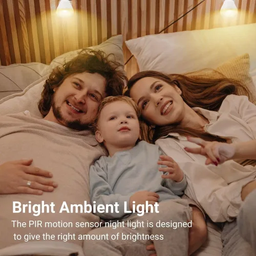 Vista 7 de Luz de sensor de noche brillante LED Sensor de movimiento y luz Toma de corriente alterna enchufable cuello flexible giratorio PIR lámpara