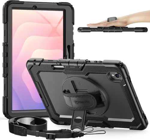 Vista 21 de Timecity - Funda protectora resistente para Samsung Galaxy Tab S10 Lite, S10 FE, S9 FE 5G, S9, 10.9 y 11 pulgadas, con protector de pantalla, Negro