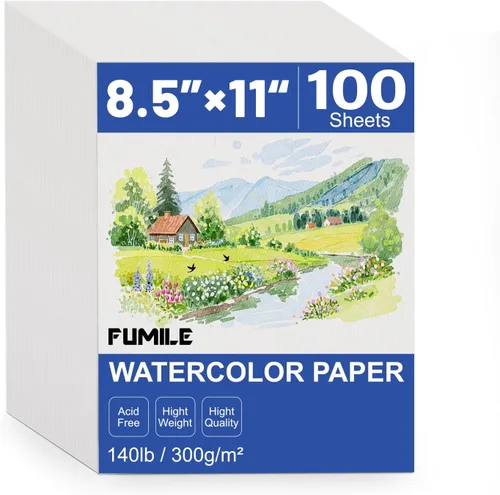 Vista 9 de 200 hojas de papel de acuarela de 5 x 7 pulgadas a granel, papel de color blanco de 140 libras/300 GSM para niños, adultos y artistas. Papeles