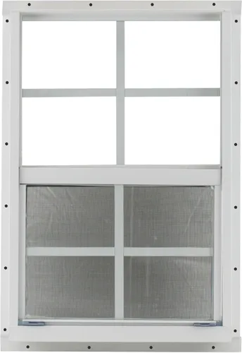Vista 2 de Shed Windows and More Montaje empotrado blanco de 18 x 27 pulgadas, vidrio templado, casas de juegos, casas de árboles