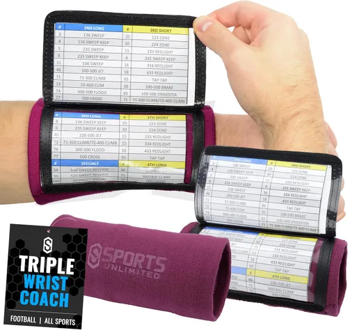 Vista 32 de Sports Unlimited Banda Instructora Triple para Adultos, Muñequeras de Fútbol para Jugadas, Muñequeras de Béisbol, Bandas de Brazo QB