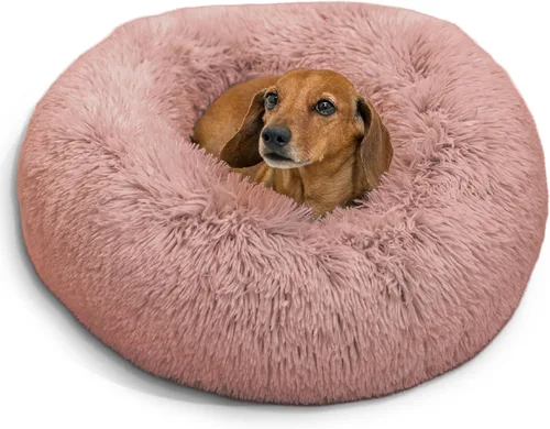 Vista 43 de Best Friends by Sheri - The Original Calming Donut - Cama calmante en forma de dona para perros y gatos - Pelo largo, azul bebé, M, 30 x 30 pulgadas