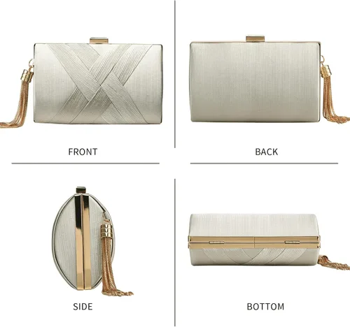 Vista 5 de YAPAIOU Bolso de mano para mujer, bolso de mano de noche con borla, bolso cruzado y bolso de hombro para fiesta de noche de boda