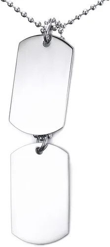 Vista 10 de VNOX Collar con dije de etiqueta de perro para hombre, de acero inoxidable, militar, militar, del ejército de EE. UU., doble etiqueta de perro A.