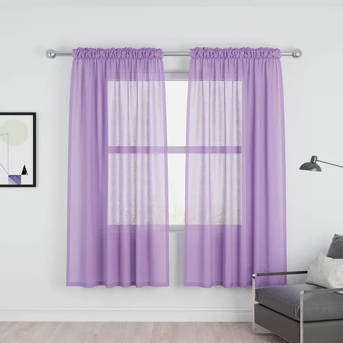 Vista 26 de UPOPO Paneles de Cortina Beige Pequeños Cortinas Transparentes de Gasa de 16 Pulgadas de Largo Cortinas de Cocina de Voile con Textura de Lino