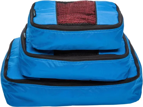 Vista 2 de TravelWise - Cubos de embalaje para equipaje 3 unidades Azul Patchwork TWPC-06