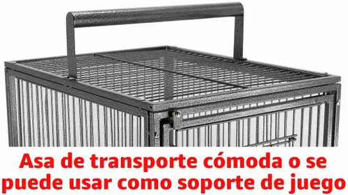 Vista 3 de Jaula portadora portátil de loro para pájaros veterinarios de viaje Negro