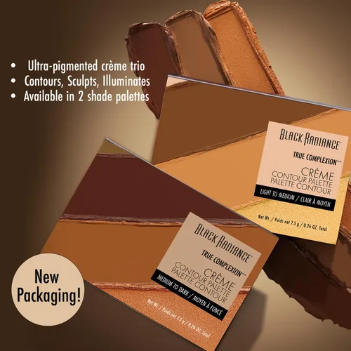 Vista 2 de Black Radiance True Complexion Crème Contour Paleta, define, esculpe y resalta: ligero a medio