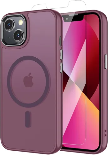 Vista 122 de Funda para iPhone 11 con protector de pantalla, compatible con MagSafe, ultra delgada, translúcida, mate, a prueba de golpes, color negro
