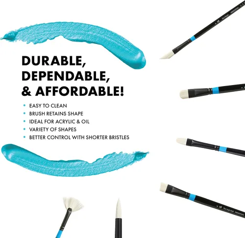 Vista 4 de Princeton Artist Brush Co. Aspen Series 6500 – Mango largo corto ángulo brillante tamaño 8 – Pincel sintético único en ángulo para pintura al óleo