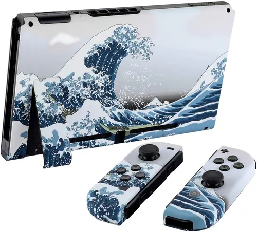Vista 4 de eXtremeRate - Placa trasera para Nintendo Switch Console NS Joycon con carcasa de mando de mano con botones de juego completo carcasa de repuesto