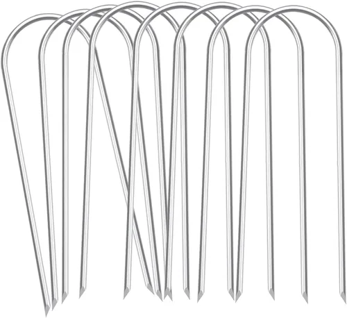 Vista 7 de Anclajes de estacas para trampolín resistentes, estacas de viento alto en forma de U, extremos afilados, anclaje de tierra de acero galvanizado