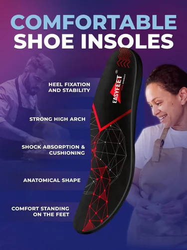 Vista 4 de Plantillas para zapatos para aliviar la fascitis plantar, inserciones de soporte de arco alto, para hombres y mujeres, plantillas ortopédicas