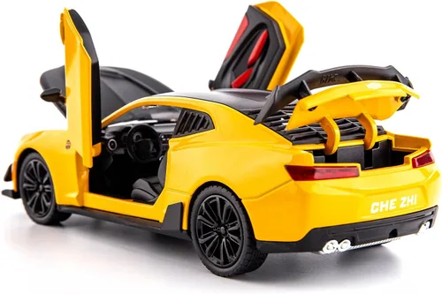 Vista 3 de BDTCTK 1/24 Camaro Bumblebee Modelo de Coche de Juguete, Aleación de Zinc Fundido a Presión, Coche de Juguete con Sonido y Luz para Niños, Niños
