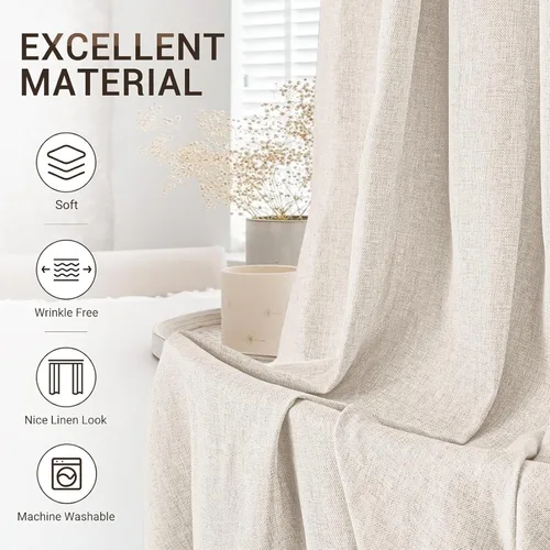 Vista 5 de zeerobee - Cortinas blackout, 100% opacas, 2 paneles, aislamiento térmico, pestañas traseras, bolsillo para cortinero, para sala de estar