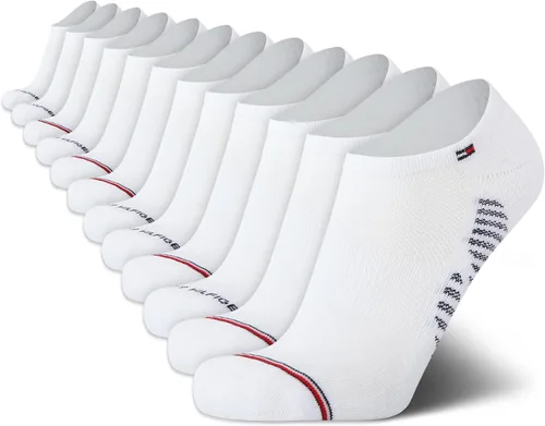 Vista 22 de Tommy Hilfiger Calcetines de corte bajo para hombre, paquete de 12 calcetines deportivos para correr que absorben la humedad para hombre