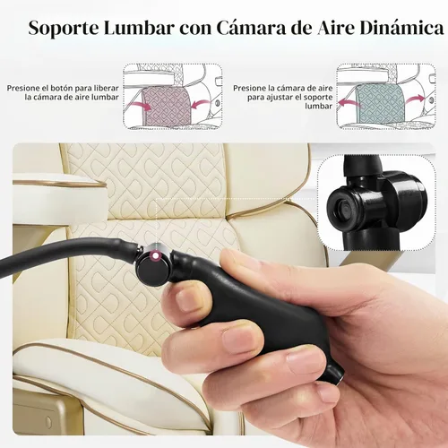 Vista 5 de Silla de oficina grande y alta, 500 libras, reposabrazos 5D, silla ejecutiva de cuero resistente con asiento cómodo, lumbar ajustable, respaldo Beige