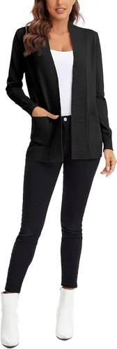 Vista 5 de Urban CoCo Suéter de punto ligero con frente abierto para mujer, manga larga, con bolsillo