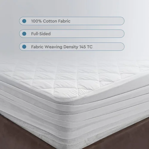 Vista 2 de YATAS BEDDING Perle - Protector de colchón acolchado, lavable a máquina y de fácil cuidado, protección y comodidad superiores, parte superior
