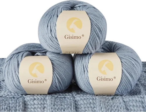 Vista 40 de 100% lana merino para tejer y ganchillo, hilo lujoso y suave de 6 cabos para tejer y crochet a mano, 1.76 oz/50 g, 127 yardas/116 metros