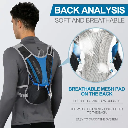 Vista 3 de IX INOXTO - Mochila de hidratación para correr con bolsa de agua de 1.5 litros (50 onzas) para hombres y mujeres, mochila de agua ligera