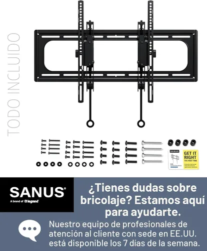 Vista 7 de SANUS Soporte de pared inclinable para TVs de 46" - 90" o 150 libras - Soporte de inclinación premium con ajuste universal - Extensión suave de 5.7