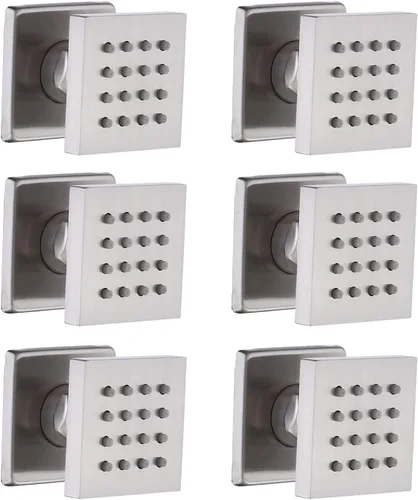 Vista 11 de HOMEDEC Cabezal de ducha redondo de latón de 2 pulgadas, para masaje, spa, soporte de pared, 4 piezas, negro mate