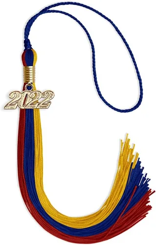 Vista 42 de Endea - Borla de graduación de triple color con gota de fecha dorada (negro/dorado/granate, 2020)