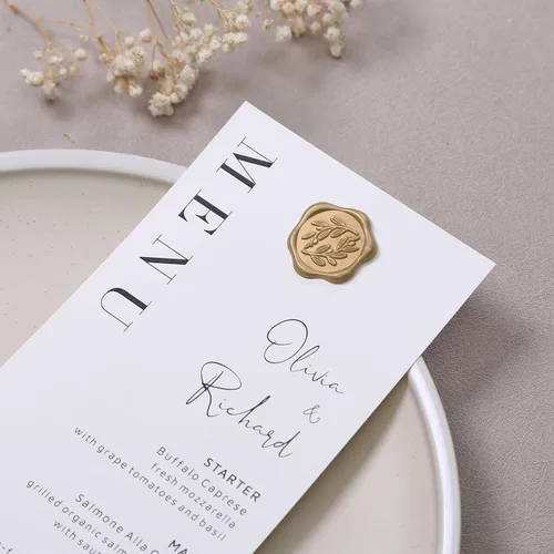 Vista 3 de UNIQOOO Pegatinas de Sello de Cera - Pegatinas de Sello para Sobres de Invitaciones de Boda con Rama de Olivo, 100 Piezas de Pegatinas Autoadhesivas