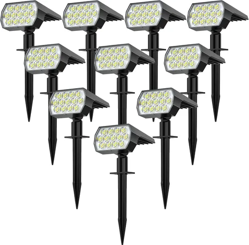 Vista 7 de WELALO Focos solares para exteriores, [2 unidades/65 LED/3 modos] focos solares de paisaje, luces de seguridad alimentadas por energía solar, luces