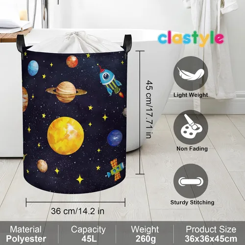 Vista 6 de Clastyle Space Planets - Cesta de almacenamiento plegable para niños, 45L