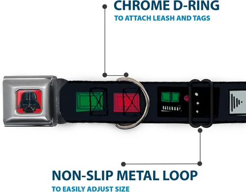 Vista 5 de Buckle-Down Collar de perro hebilla de cinturón de seguridad Star Wars Darth Vader Cinturón utilitario Bounding3 Negro Grises Rojos 9 a 15 pulgadas