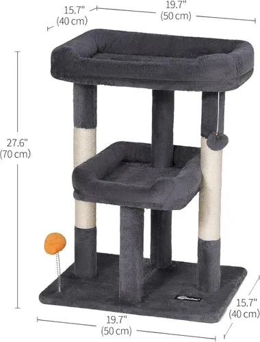 Vista 6 de FourFurPets Árbol para gatos de 27.6 pulgadas, torre para gatos de interior, condominio para gatos grandes, árbol pequeño para gatos con poste