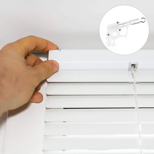 Vista 5 de Varita inclinadora universal de perfil bajo, 4 piezas para persianas horizontales de 2 pulgadas, mecanismo de inclinación, conexión de gancho