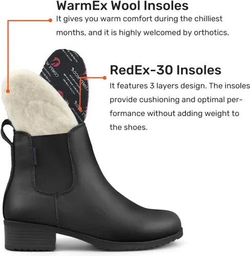 Vista 4 de Comfy Moda Botas Chelsea de cuero impermeables para mujer
