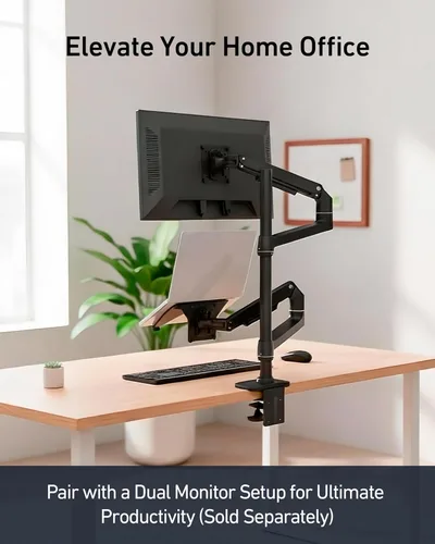 Vista 7 de ergounion Bandeja para portátil para brazo de monitor - Soporte VESA 3.937 x 3.937 in, portátiles de hasta 17.3 pulgadas y 28.6 libras - Bandeja