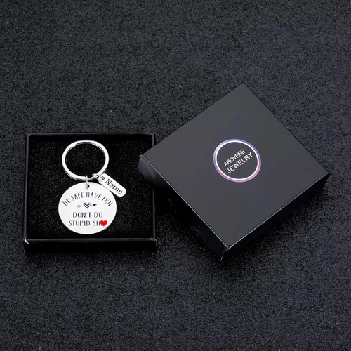 Vista 6 de Llavero personalizado, regalos de cumpleaños para adolescentes, niños y niñas, llavero no hagas estúpido para hijo, hija, regalos de Navidad