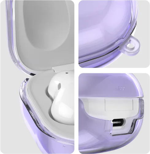 Vista 3 de AIIKO Funda compatible con Galaxy Buds 2 Pro 2022/Galaxy Buds 2/Pro Case 2021 /Galaxy Buds Live Case 2020 Funda protectora de TPU suave transparente