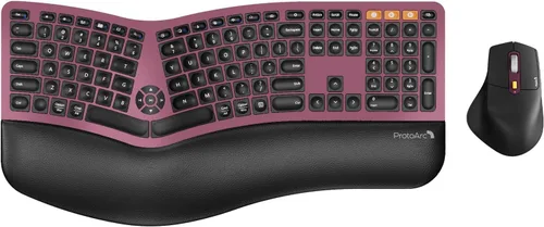 Vista 11 de ProtoArc Teclado y Ratón Inalámbrico Ergonómico, EKM01 Plus Combo de Teclado y Ratón Bluetooth Ergo de Tamaño Completo, Diseño Dividido