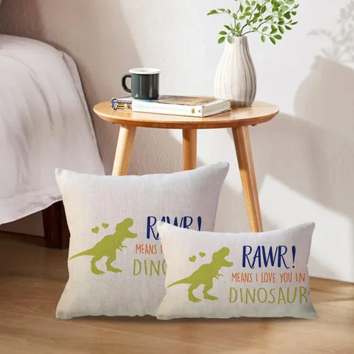 Vista 3 de Fundas de almohada lumbar de dinosaurio Rawr Means I Love You, regalo de dinosaurio para decoración rectangular, funda de cojín de cintura de 18 x