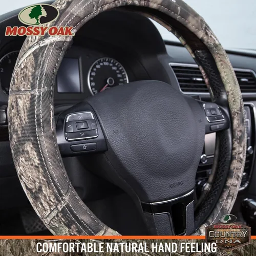 Vista 5 de Mossy Oak Funda completa para volante de camuflaje, hecha de sarga de algodón de alta calidad, ajuste universal para 14 1/2 a 15 pulgadas, producto