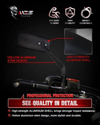 Vista 6 de MZS Espejos retrovisores para motocicleta + clavijas de pie de pasajero de motocicleta compatibles con Cruiser Chopper Touring Street Naked Road