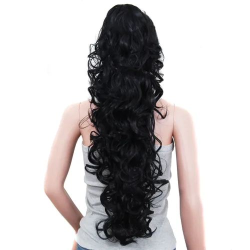 Vista 12 de S-ssoy extensión de cabello sintético rizado para cola de caballo de 31 pulgadas de largo con pinza de garra, pieza de pelo para coleta ondulado 12#