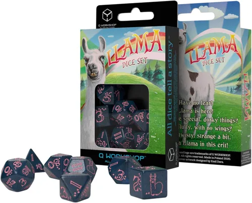 Vista 2 de Q-Workshop - Juego de dados de llama brillante (azul oscuro y rosa) (SLLA3E)