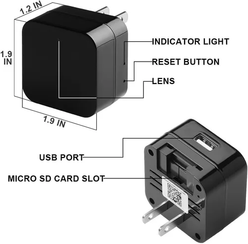 Vista 2 de Smart Indoor Baby / Pet Monitoring Cam con cargador, detección de movimiento de visión nocturna, aplicación del teléfono