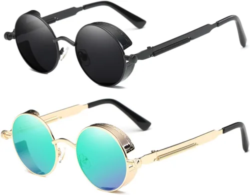 Vista 88 de Dollger Gafas de sol vintage Steampunk Retro Metal Round Circle Frame