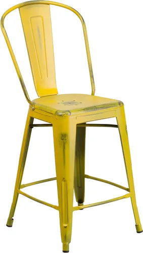 Vista 14 de Taburete de metal de interior y exterior de Flash Furniture, Metal, Plateado
