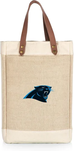 Vista 27 de PICNIC TIME NFL Pinot - Jute 2 Bottle Insulated Wine Bag - Wine Tote Bag - Wine Gift Bag, (Beige)